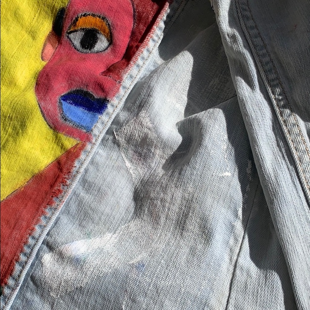 Hand painted Abstract Ripped Jean Jacket - Picture 3 of 5